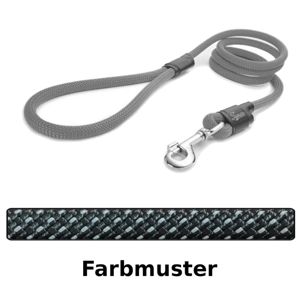 klassische Hundeleine - L - 175cm - schwarz mit silber Punkten